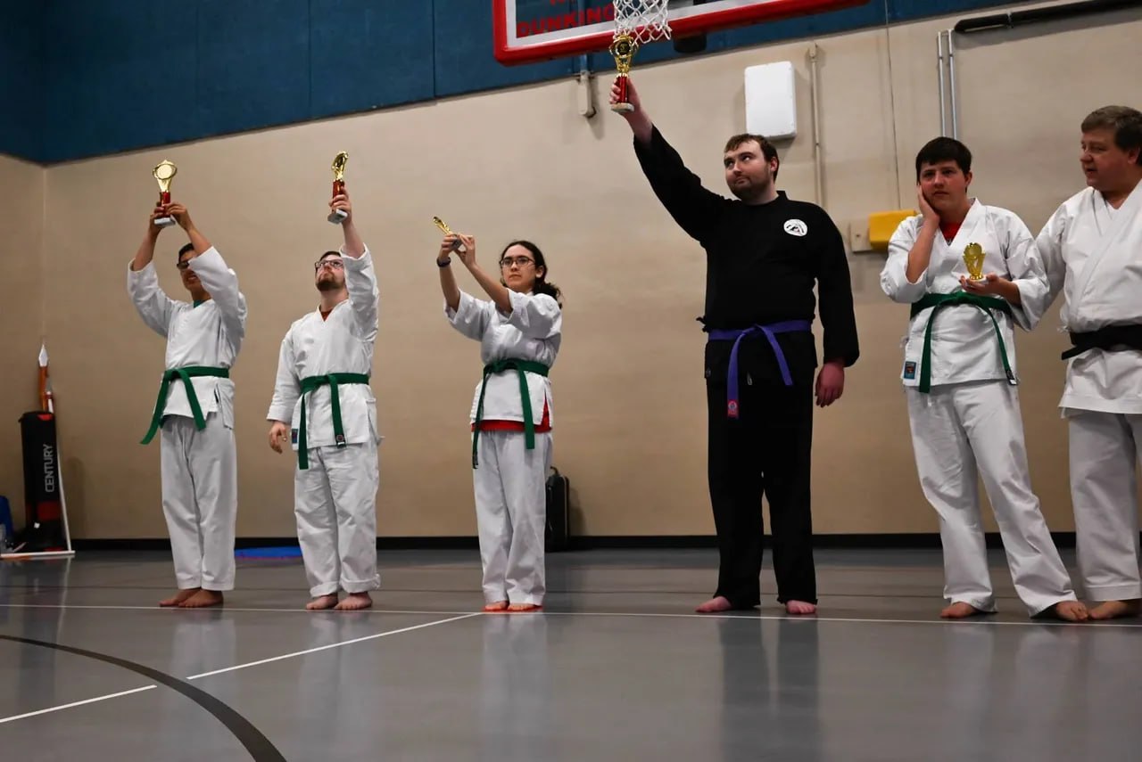 Beyond Karate class with creators practicing martial arts